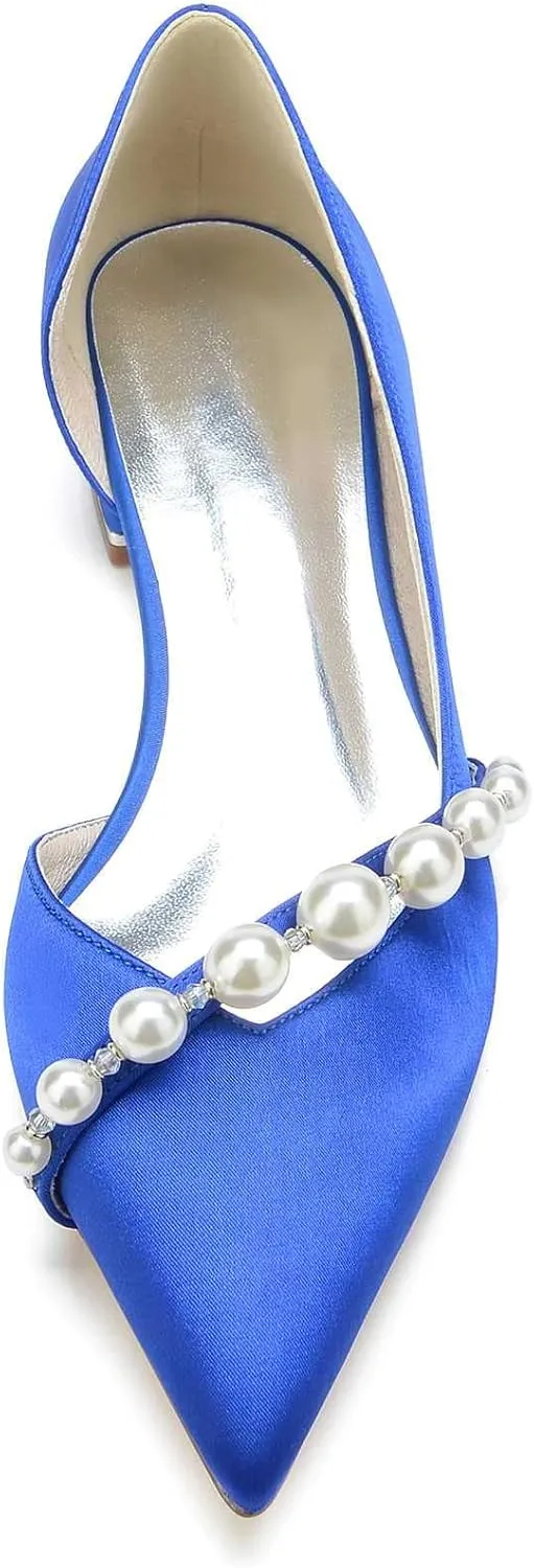 TarfiC Women's Pearl Wedding Flats for The Bride - Pointed Toe, Slip-On Design, Comfortable Bridal Shoes - Ideal for Evening Dress Occasions