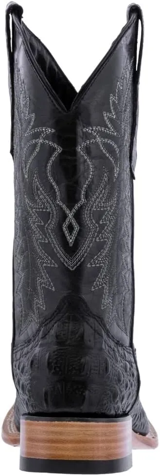 Texas Legacy Mens Black Western Cowboy Boots Leather Square Toe Crocodile Print