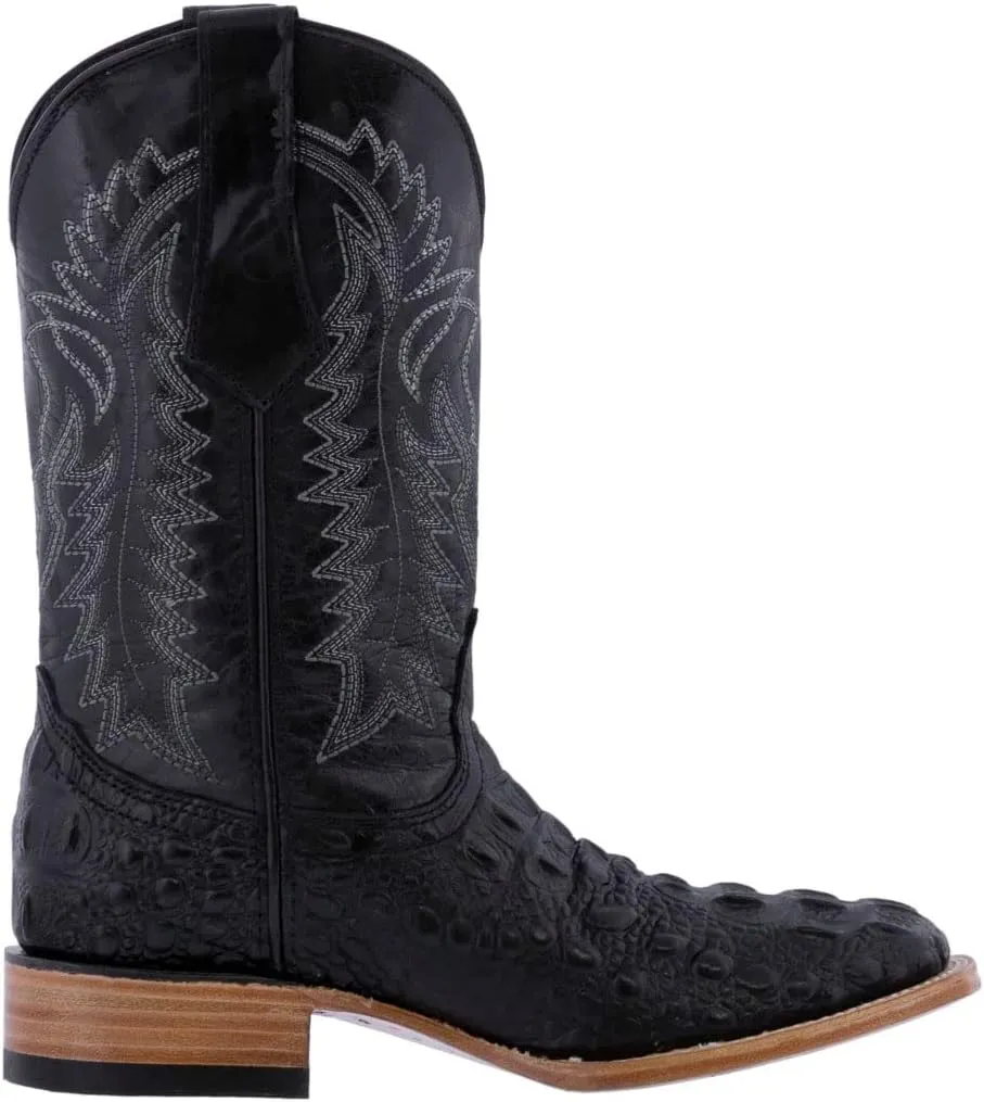 Texas Legacy Mens Black Western Cowboy Boots Leather Square Toe Crocodile Print