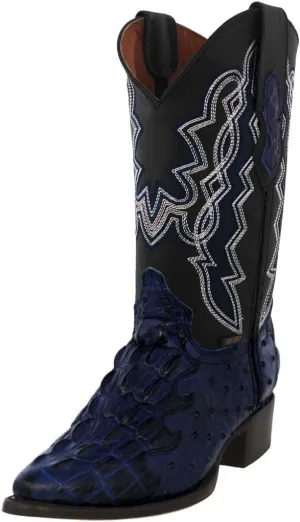 Texas Legacy Mens Blue Western Wear Cowboy Boots Crocodile & Ostrich Print J Toe