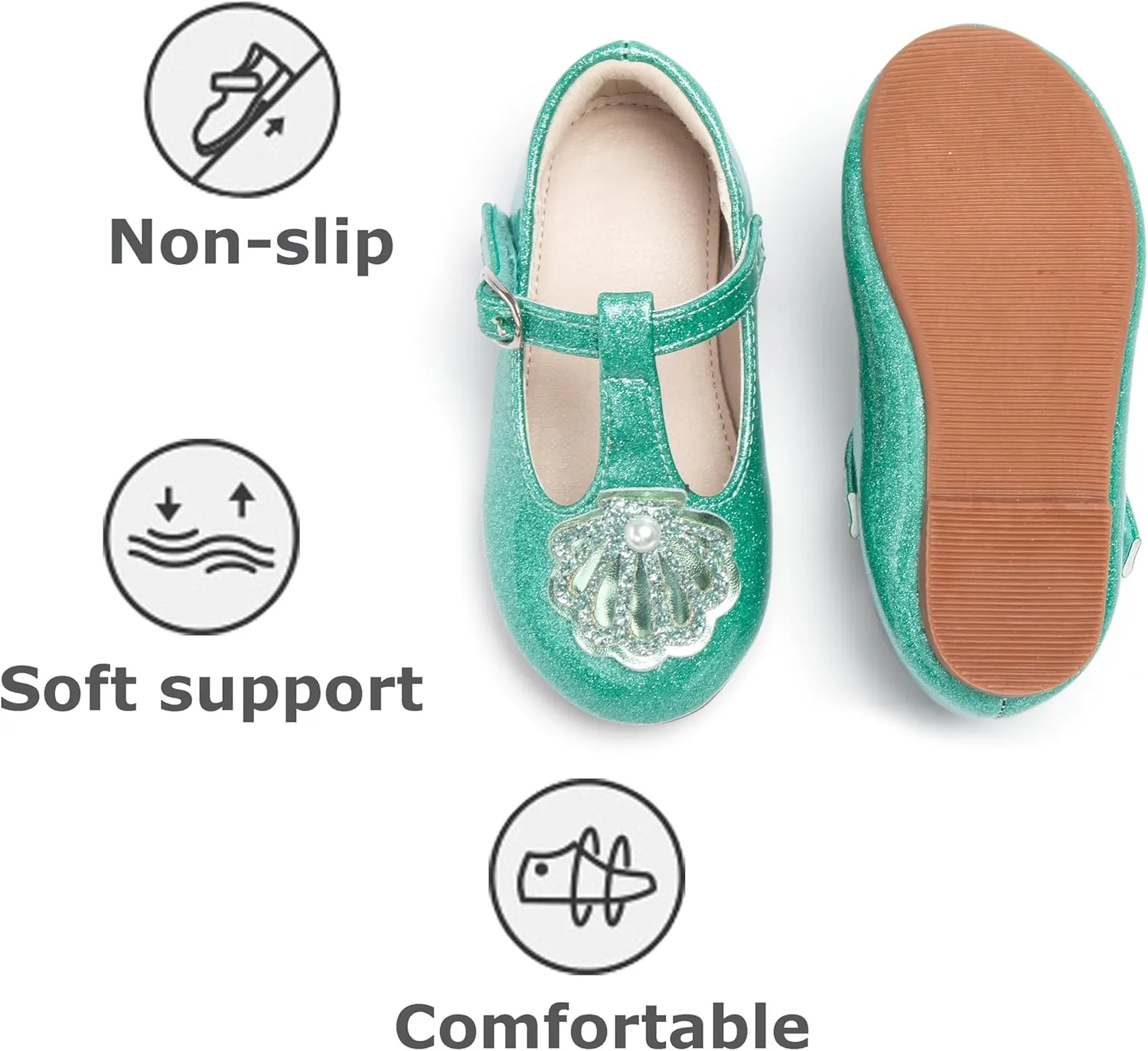 THEE BRON Mary Jane Shoes for Girls T-Strap Toddler Flats Patent Leather with Crafted Legacy