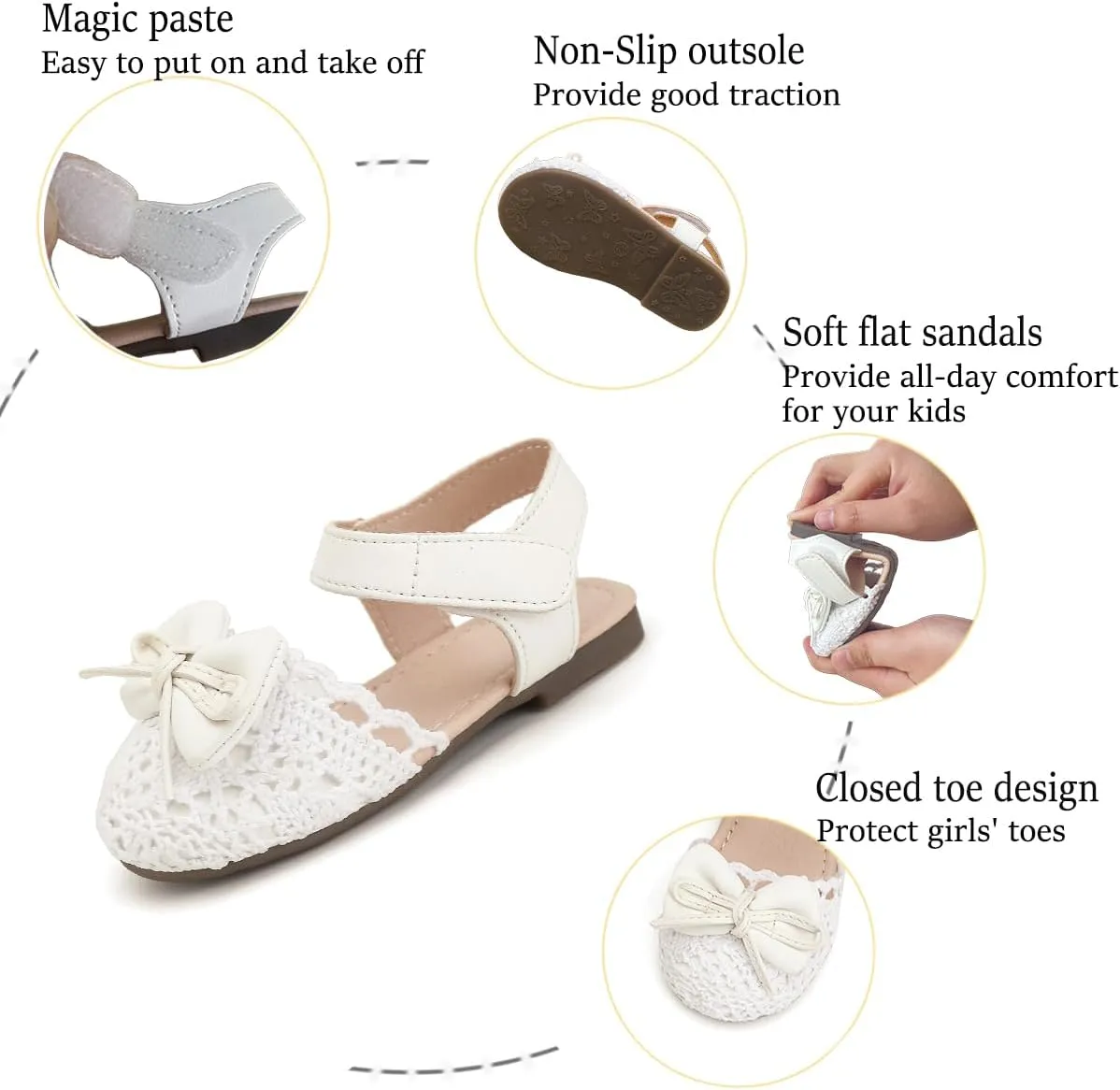 Toddler Girls Sandals Closed Toe Dress Flat Shoes Summer Sandals for Baby Little Kids Girl