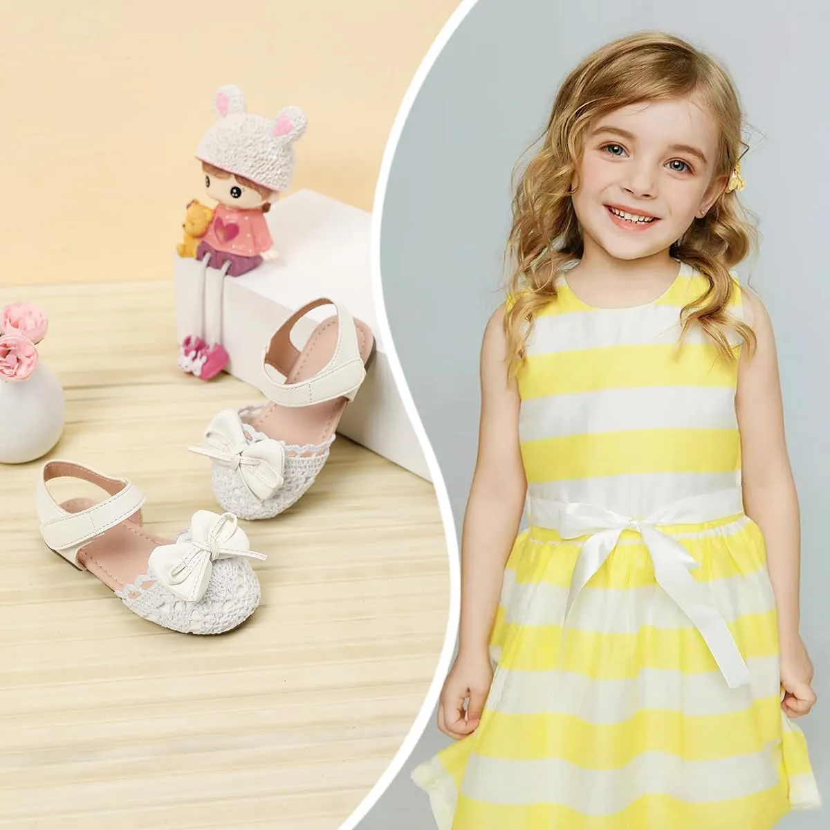 Toddler Girls Sandals Closed Toe Dress Flat Shoes Summer Sandals for Baby Little Kids Girl
