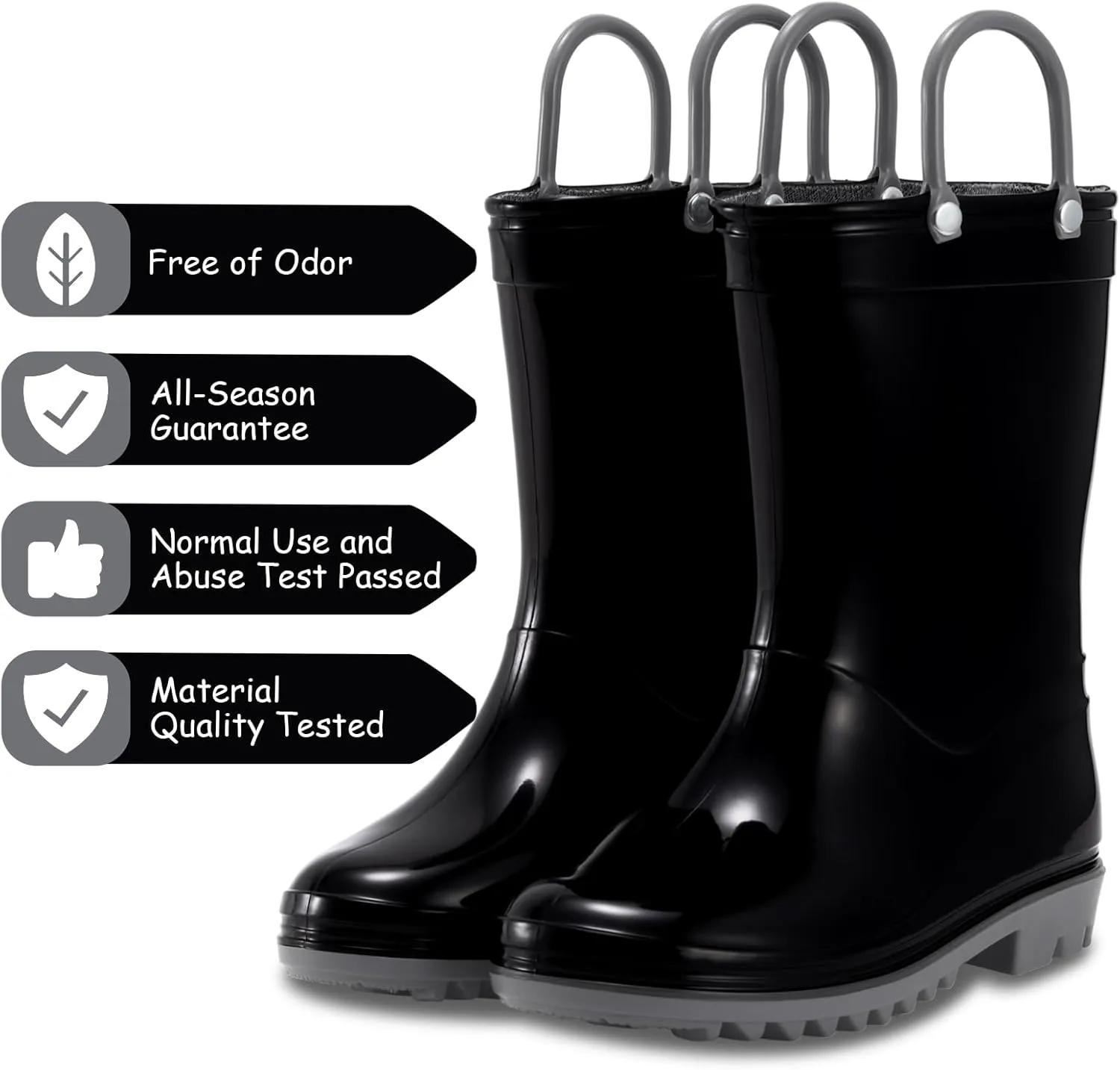 Toddler Rain Boots,Waterproof Kids Rain Boots with Easy-on Handles for Boys and Girls