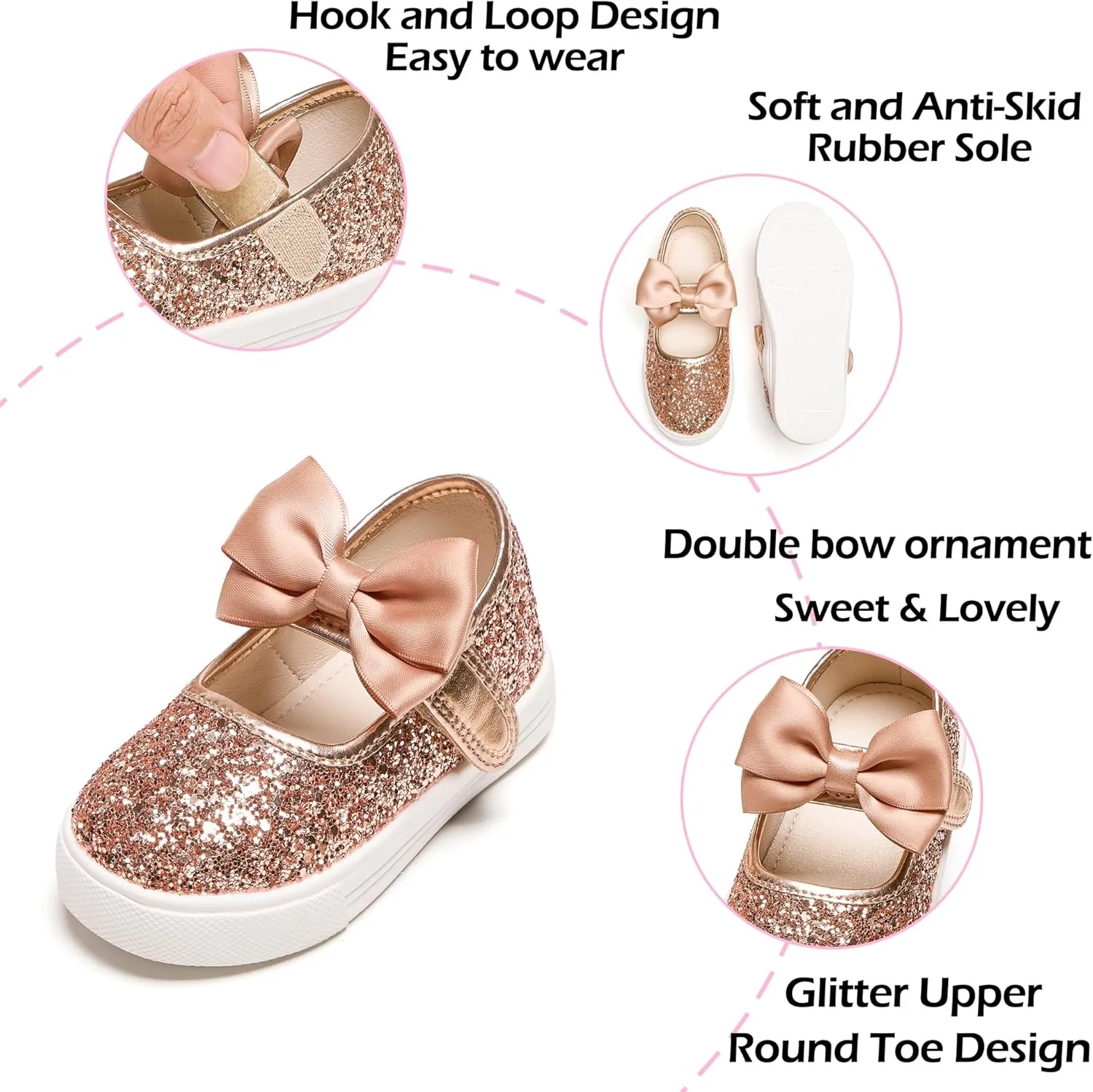 Toddler/Little Girls Sneakers-Slip On Glitter Sports Shoes for Running Walking