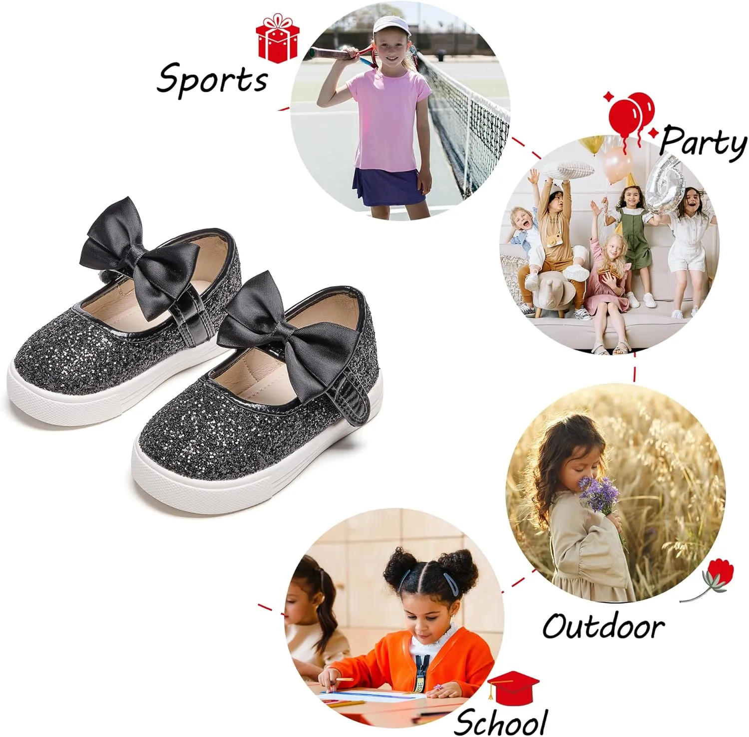Toddler/Little Girls Sneakers-Slip On Glitter Sports Shoes for Running Walking