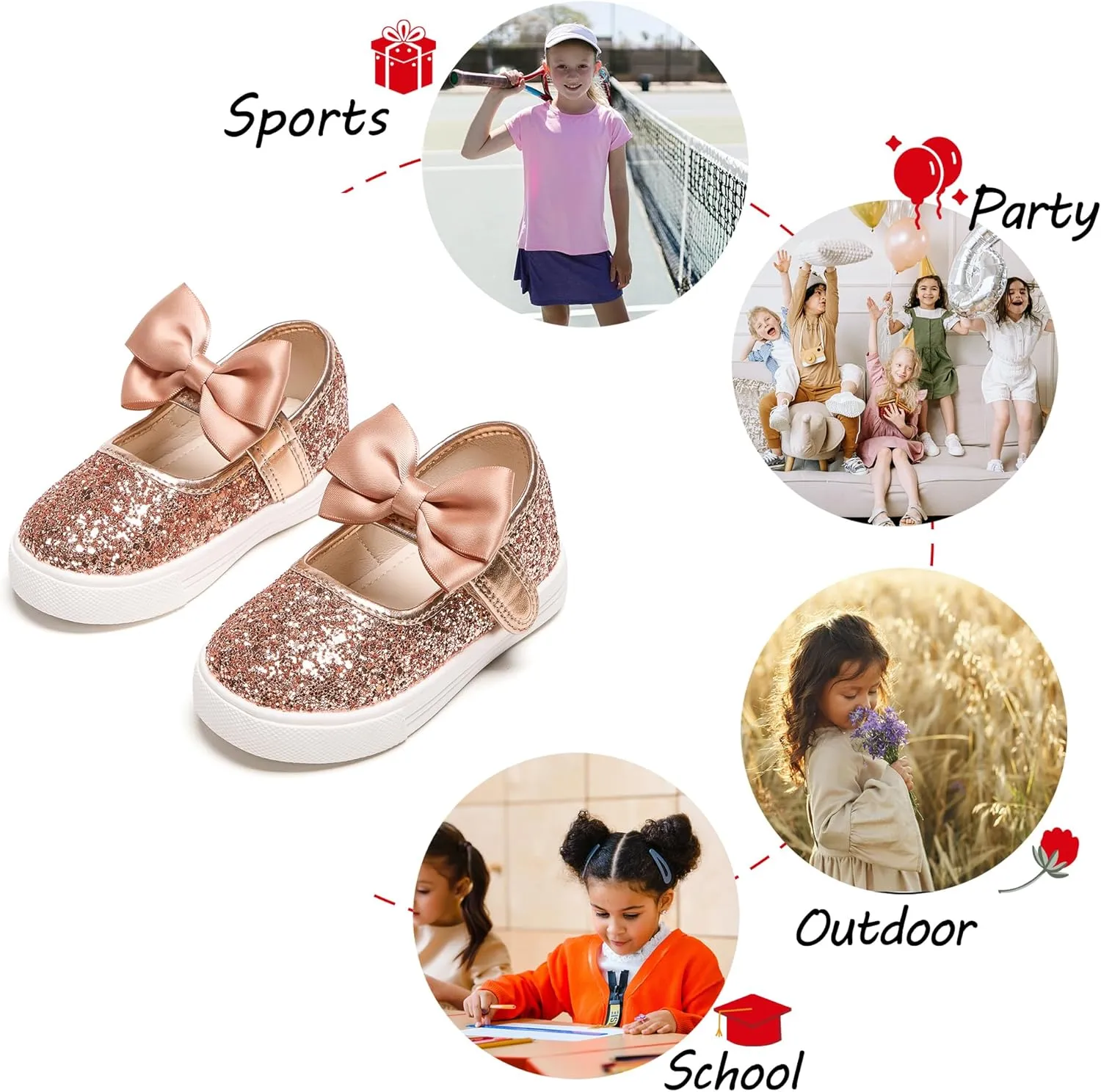 Toddler/Little Girls Sneakers-Slip On Glitter Sports Shoes for Running Walking