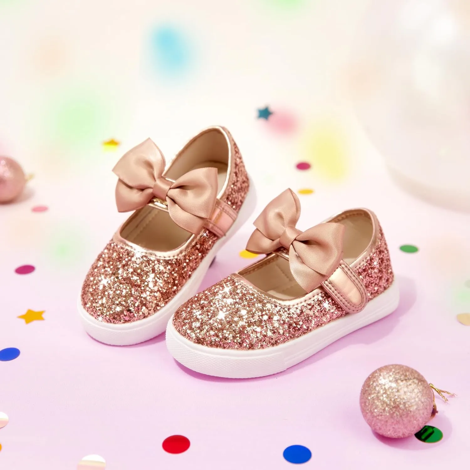 Toddler/Little Girls Sneakers-Slip On Glitter Sports Shoes for Running Walking