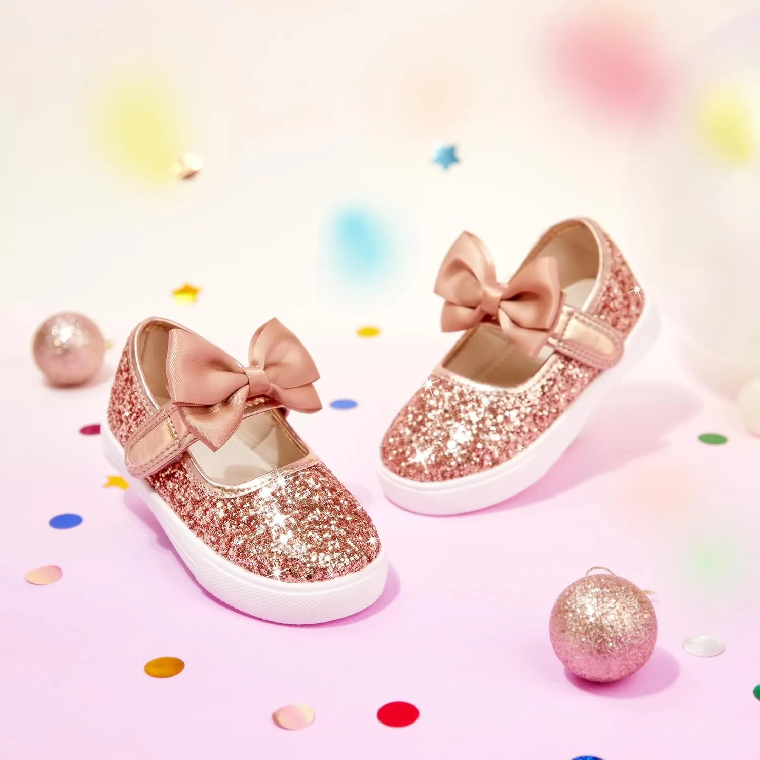 Toddler/Little Girls Sneakers-Slip On Glitter Sports Shoes for Running Walking