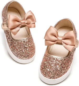 Toddler/Little Girls Sneakers-Slip On Glitter Sports Shoes for Running Walking