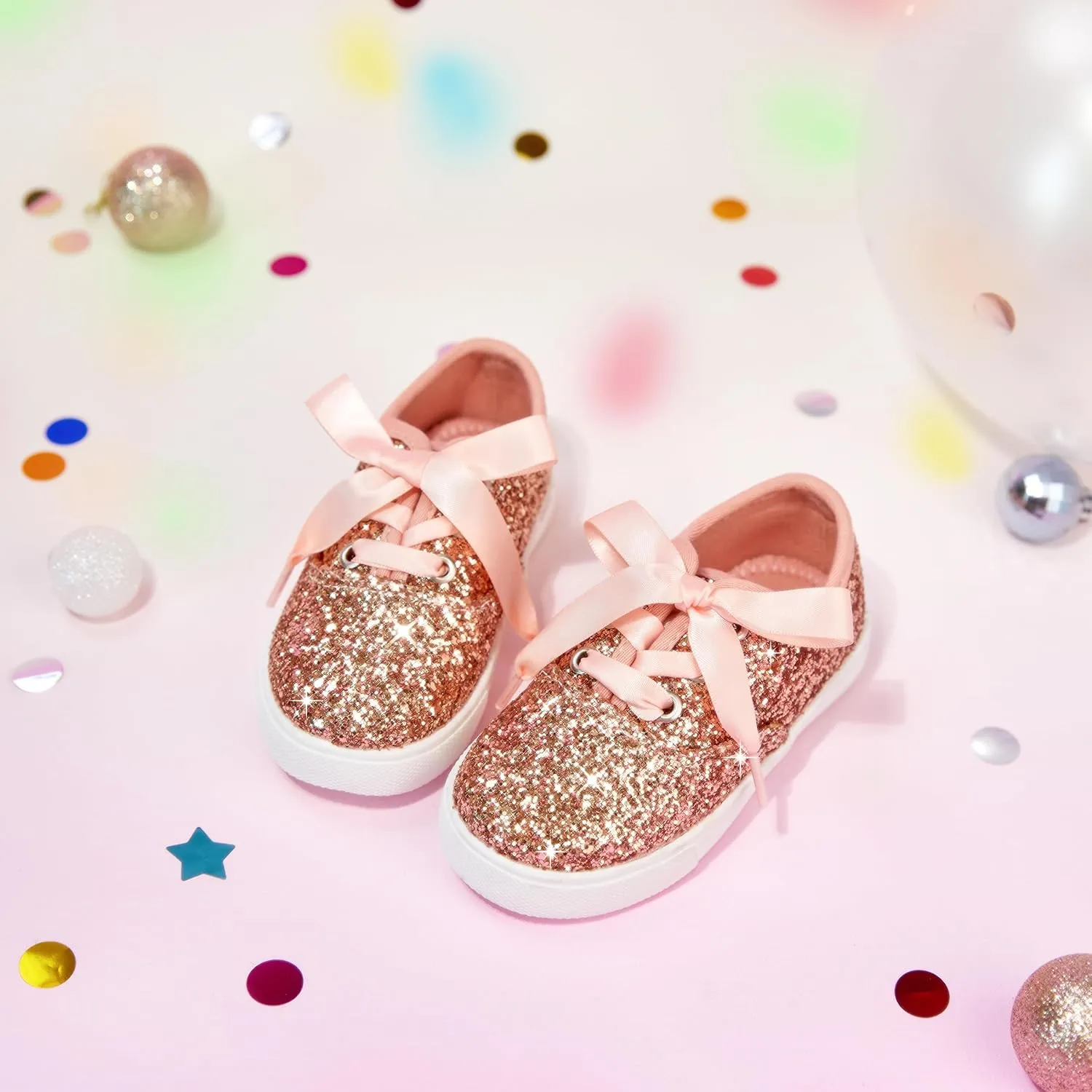 Toddler/Little Girls Sneakers-Slip On Glitter Sports Shoes for Running Walking