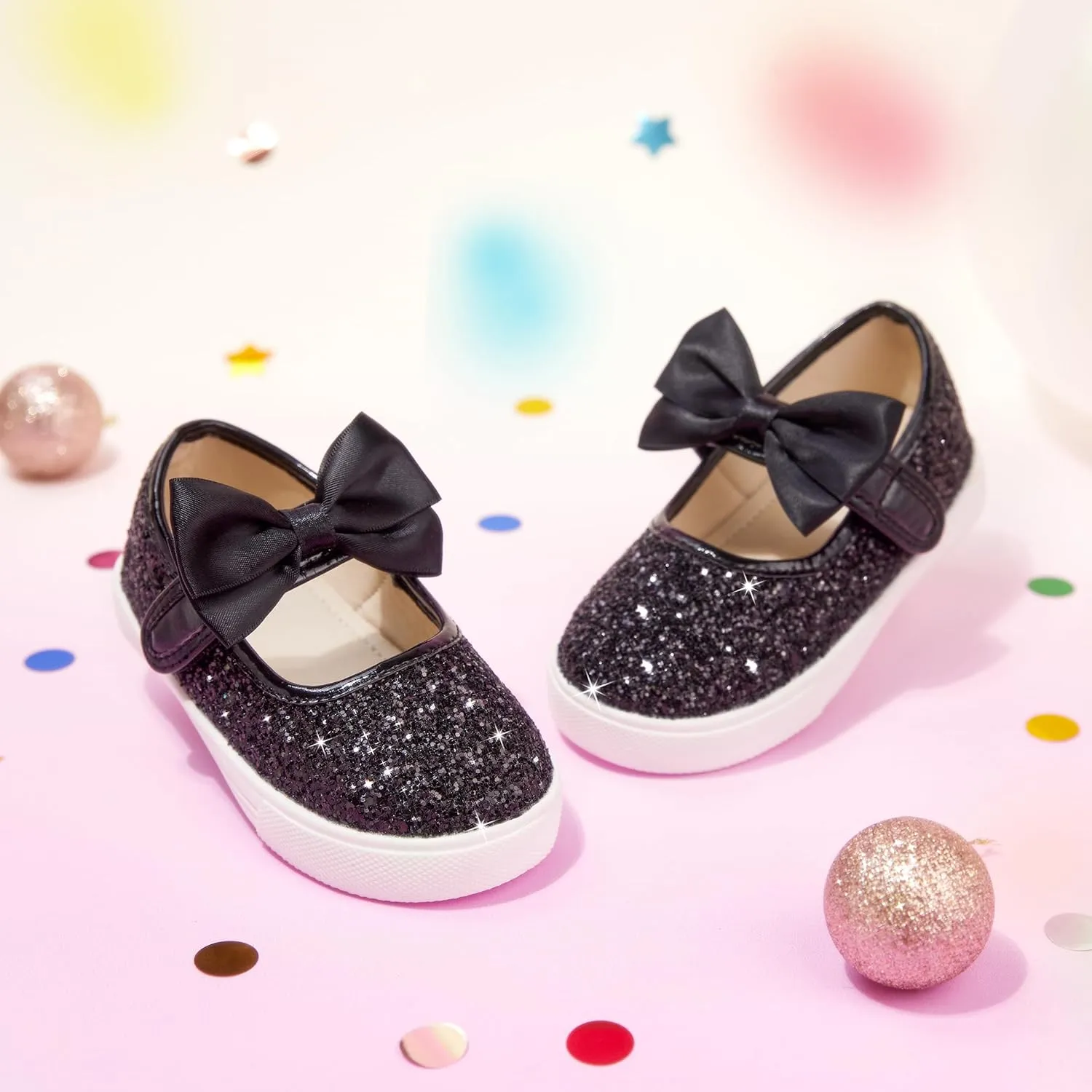 Toddler/Little Girls Sneakers-Slip On Glitter Sports Shoes for Running Walking