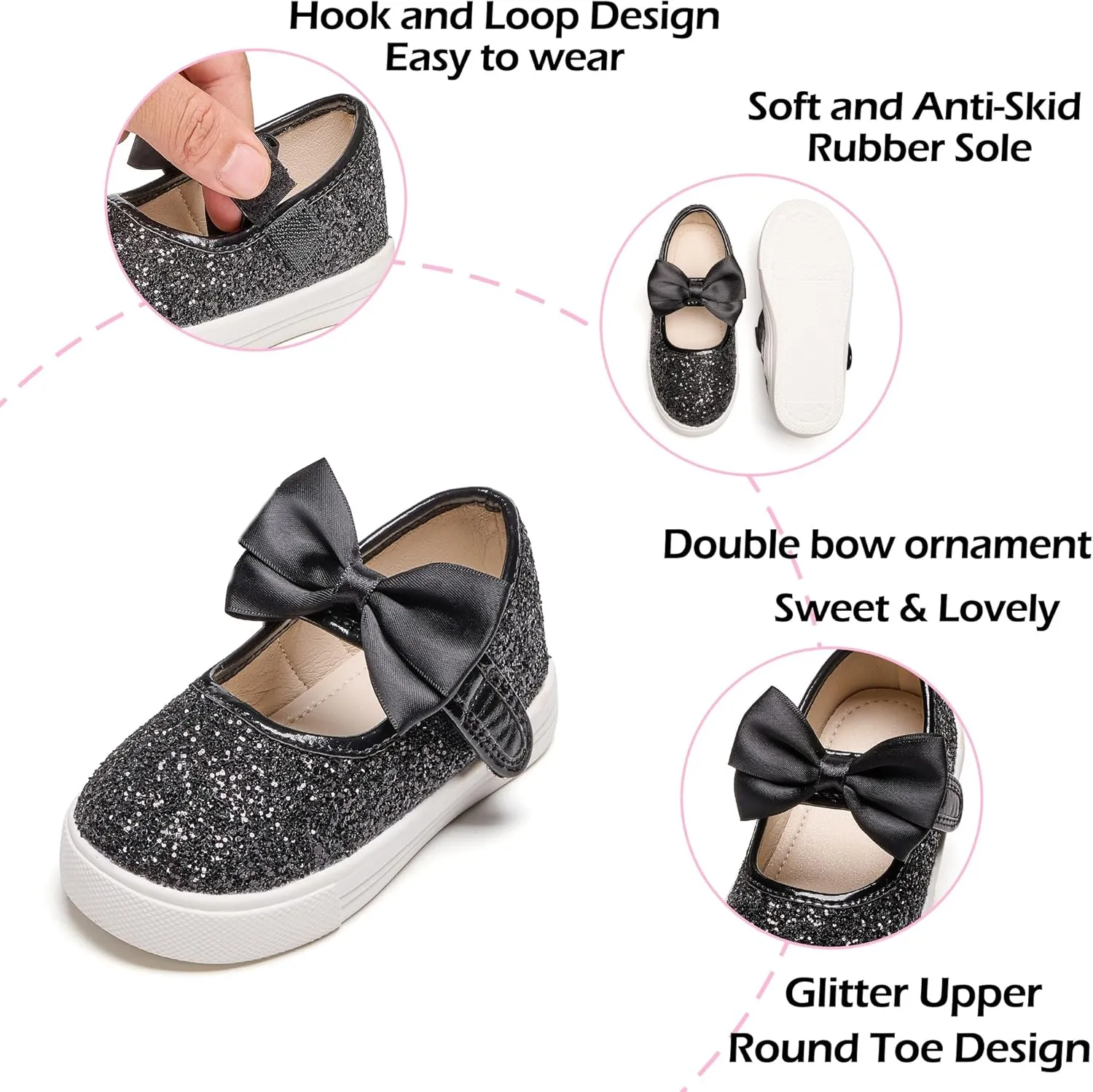 Toddler/Little Girls Sneakers-Slip On Glitter Sports Shoes for Running Walking