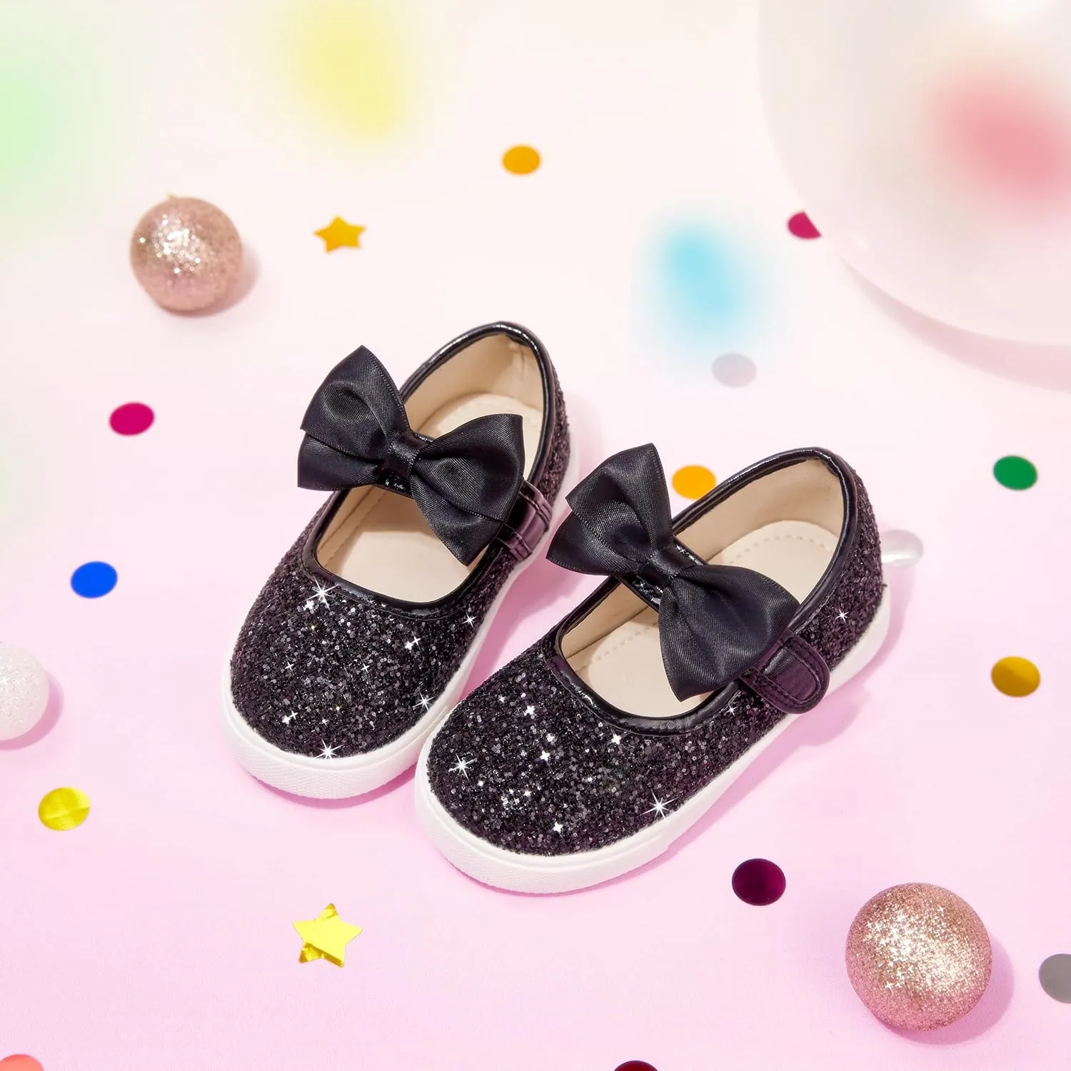 Toddler/Little Girls Sneakers-Slip On Glitter Sports Shoes for Running Walking