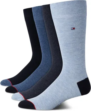 Tommy Hilfiger Men's Crew Socks - 4 Pack Comfort Stretch Dress Socks for Men - Crew Length Breathable Men's Work Socks (7-12)