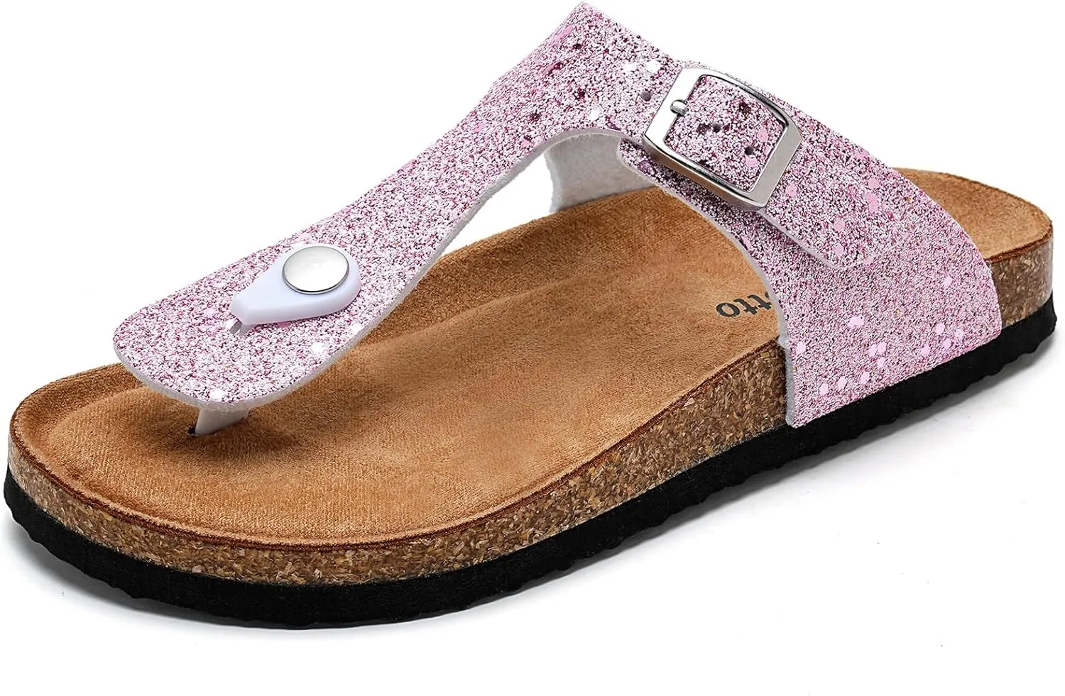 Torotto Boys Girls Glitter Slide Sandals Kids Flip Flops Cork Slipper with Adjustable Straps (Toddler/Little Kid/Big Kid)
