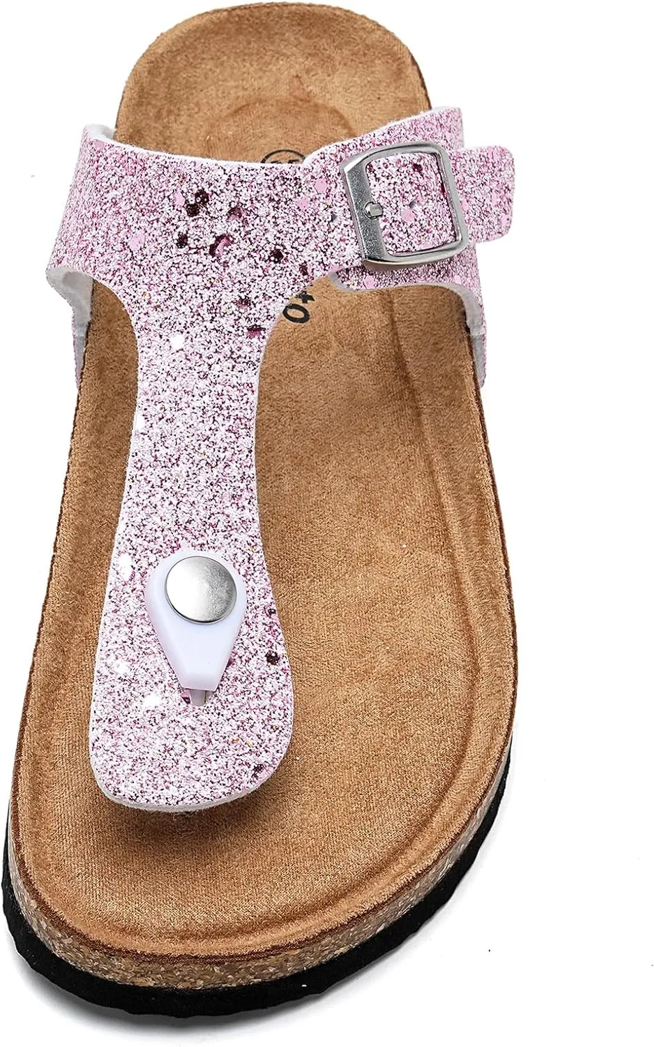 Torotto Boys Girls Glitter Slide Sandals Kids Flip Flops Cork Slipper with Adjustable Straps (Toddler/Little Kid/Big Kid)