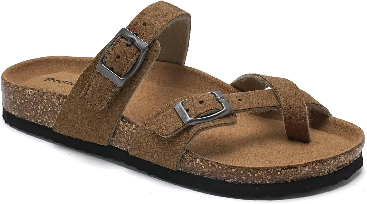 Torotto Boys Girls Sandals with Cork Footbed Adjustable Buckle Casual Flip Flops Sandals Open Toes Flat for Kids Toddler