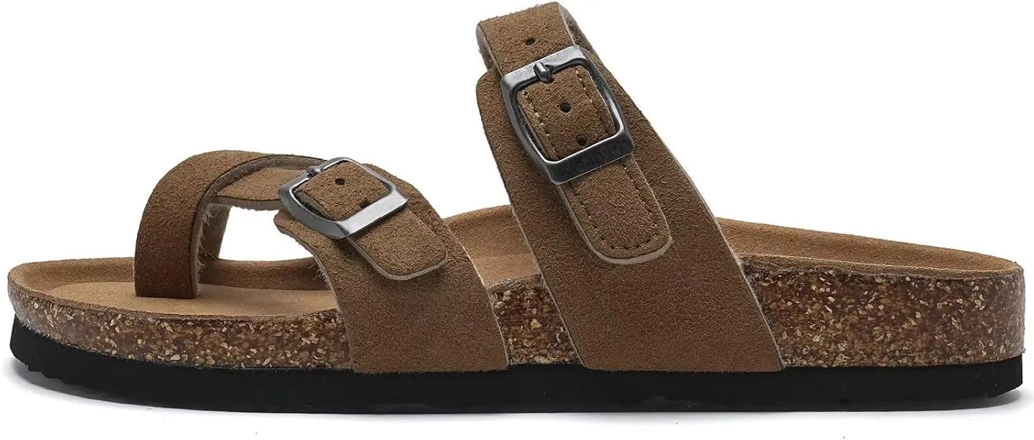 Torotto Boys Girls Sandals with Cork Footbed Adjustable Buckle Casual Flip Flops Sandals Open Toes Flat for Kids Toddler