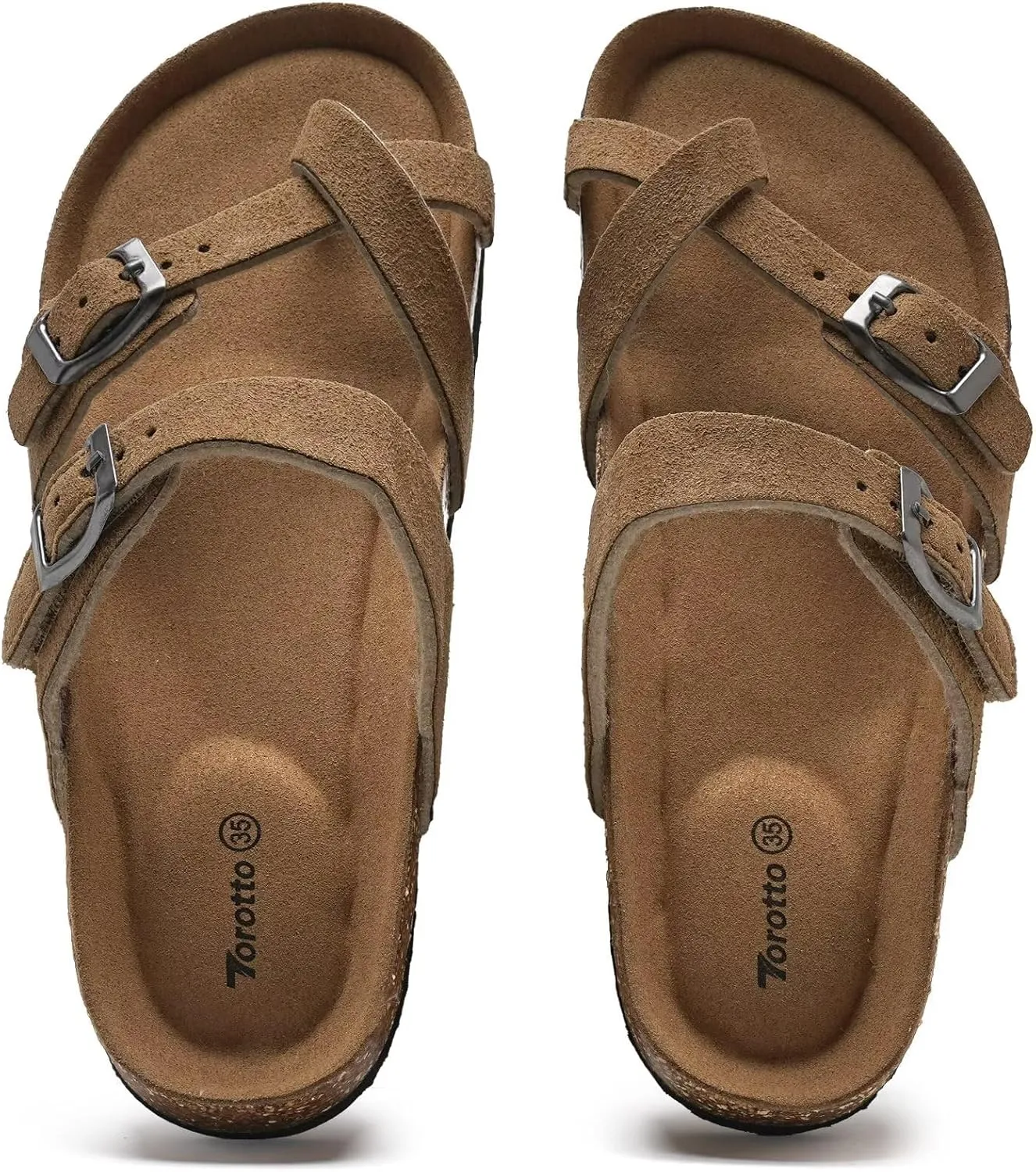 Torotto Boys Girls Sandals with Cork Footbed Adjustable Buckle Casual Flip Flops Sandals Open Toes Flat for Kids Toddler