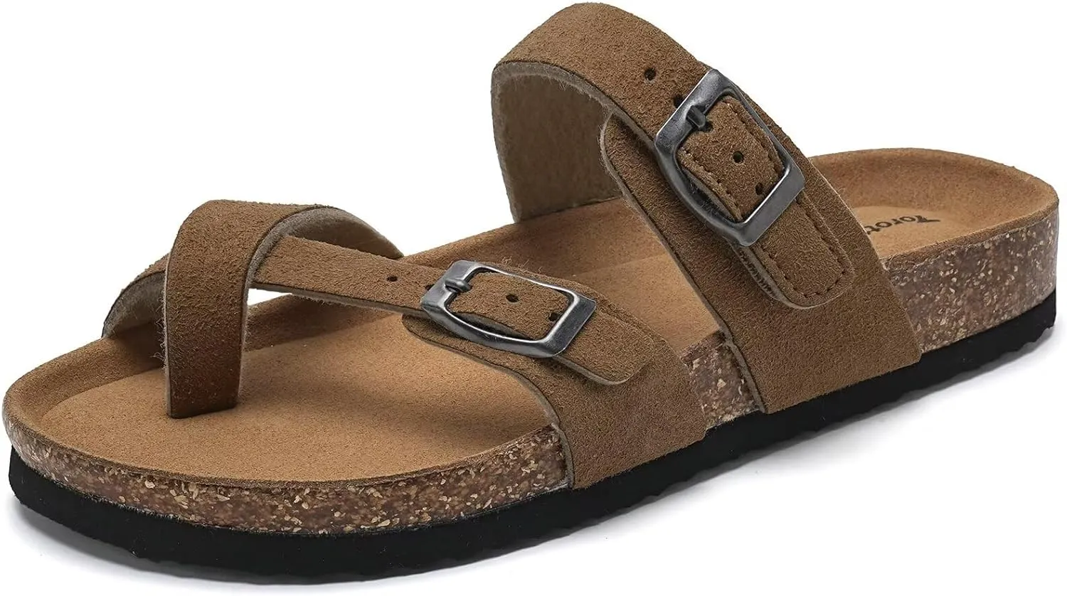 Torotto Boys Girls Sandals with Cork Footbed Adjustable Buckle Casual Flip Flops Sandals Open Toes Flat for Kids Toddler