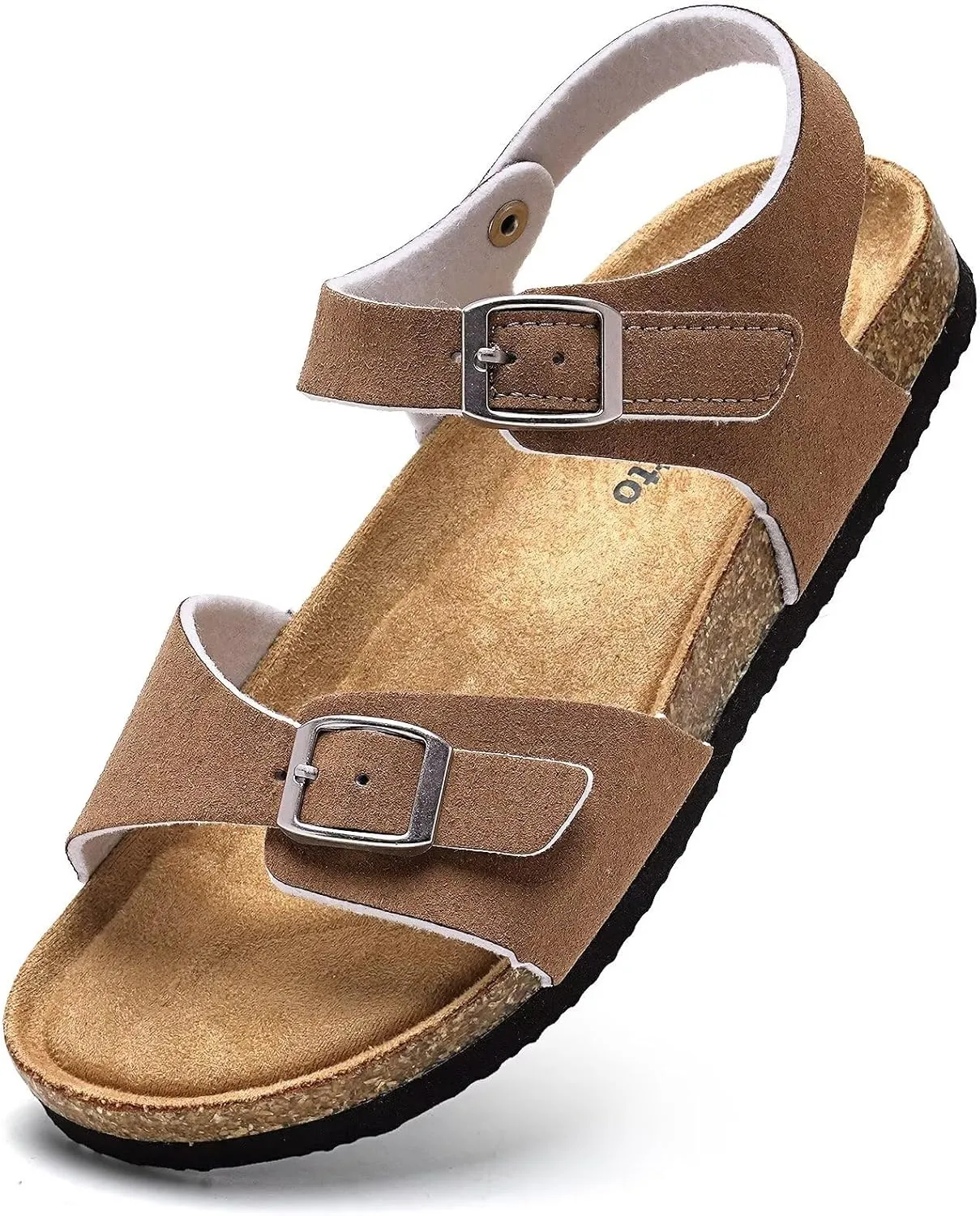 Torotto Girls Boys Sandals with Cork Footbed Adjustable Buckle Casual Slides Sandals Open Toes Flat for Kids Toddler
