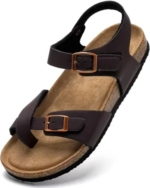 Torotto Girls Boys Sandals with Cork Footbed Adjustable Buckle Summer Slides Flip Flops Open Toes Flat for Kids Toddler