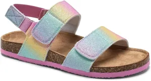 Torotto Girls Boys Sandals with Cork Footbed Adjustable Straps Summer Glitter Slides Sandals Open Toes Flat for Kids Toddler
