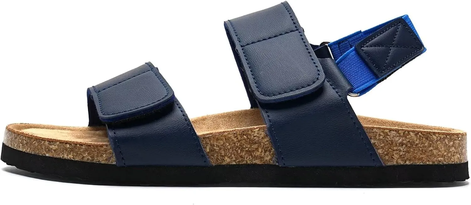 Torotto Girls Boys Sandals with Cork Footbed Adjustable Straps Summer Glitter Slides Sandals Open Toes Flat for Kids Toddler