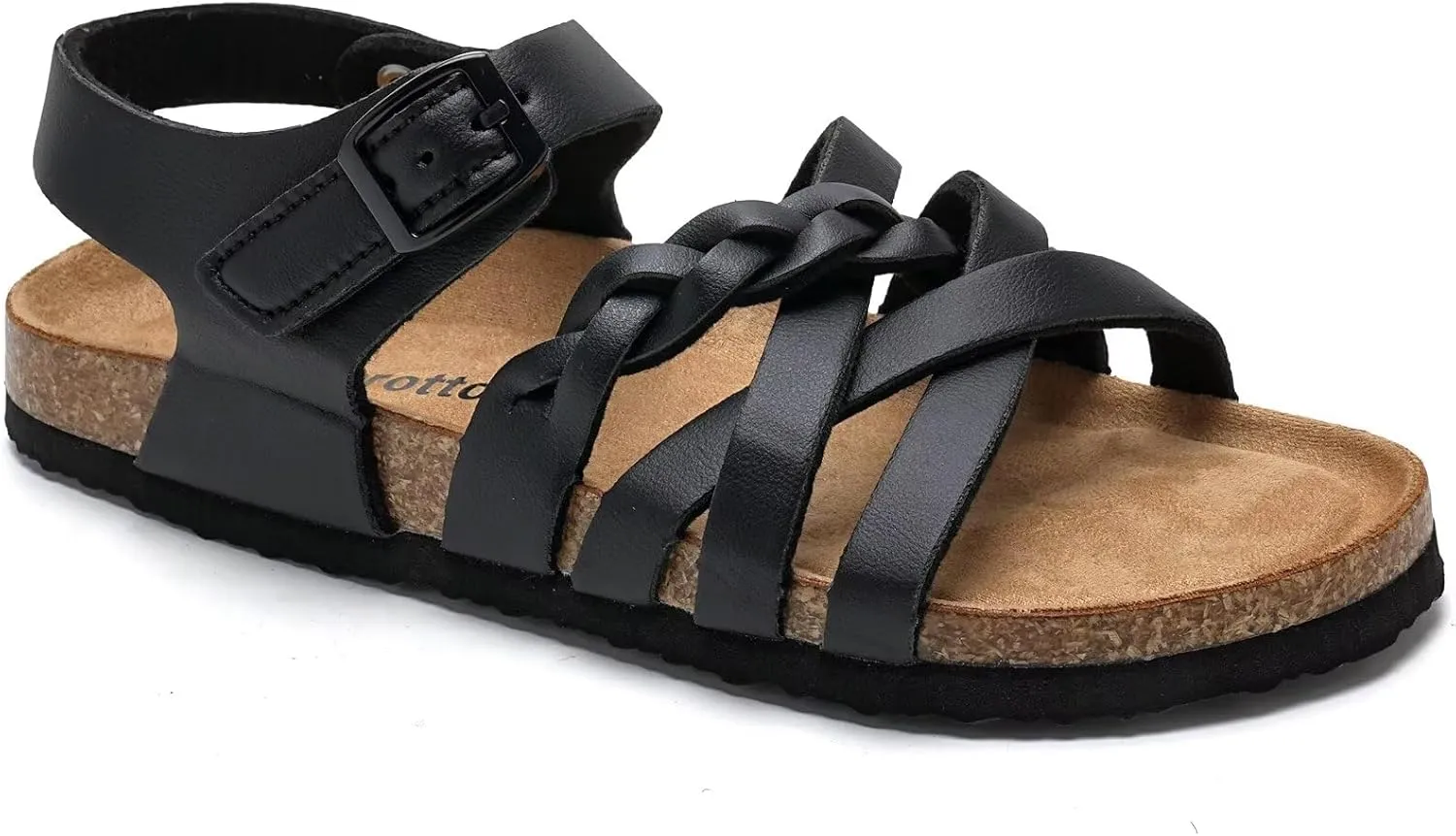 Torotto Girls Sandals with Cork Footbed Adjustable Buckle Casual Slides Sandals Open Toes Flat for Kids Toddler