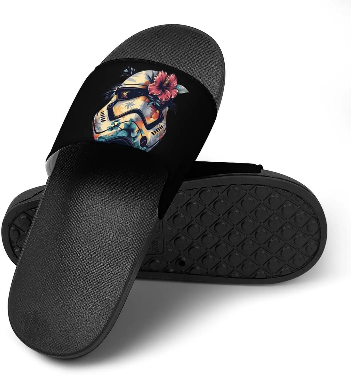 Tropical Stormtrooper Floral Print PVC Home Slippers Non-Slip Bathroom Slippers Durable Shower Shoes for Women Men