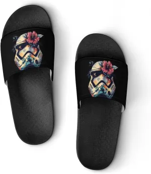 Tropical Stormtrooper Floral Print PVC Home Slippers Non-Slip Bathroom Slippers Durable Shower Shoes for Women Men
