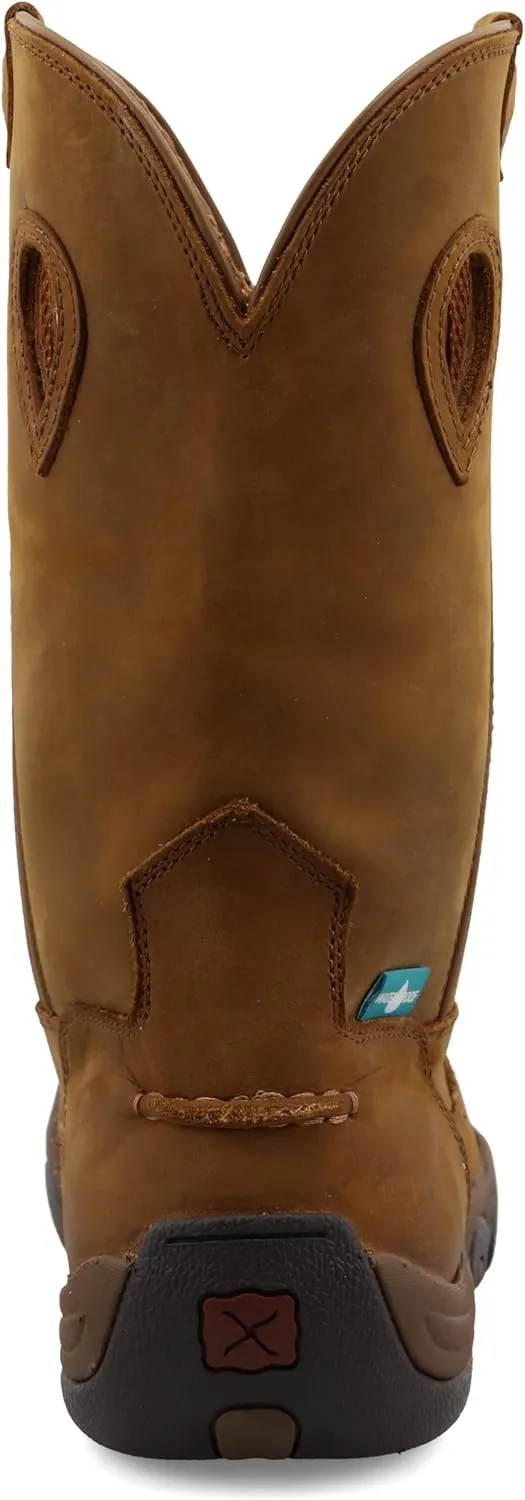 Twisted X Men's 11" Comp Toe Boot - Pull-On Cowboy Boots Made with Composite Safety Toe, Full-Grain Leather Vamp and Shaft, Toe Cap and Heel Kick, and Reinforced Pull Holes