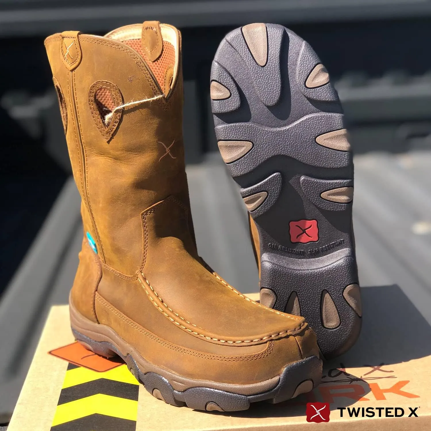 Twisted X Men's 11" Comp Toe Boot - Pull-On Cowboy Boots Made with Composite Safety Toe, Full-Grain Leather Vamp and Shaft, Toe Cap and Heel Kick, and Reinforced Pull Holes