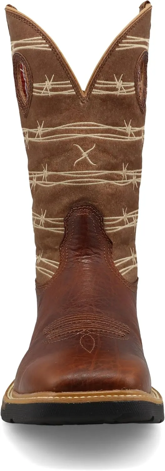 Twisted X Men's 12" Western Work Boot, Square Toe with CellStretch