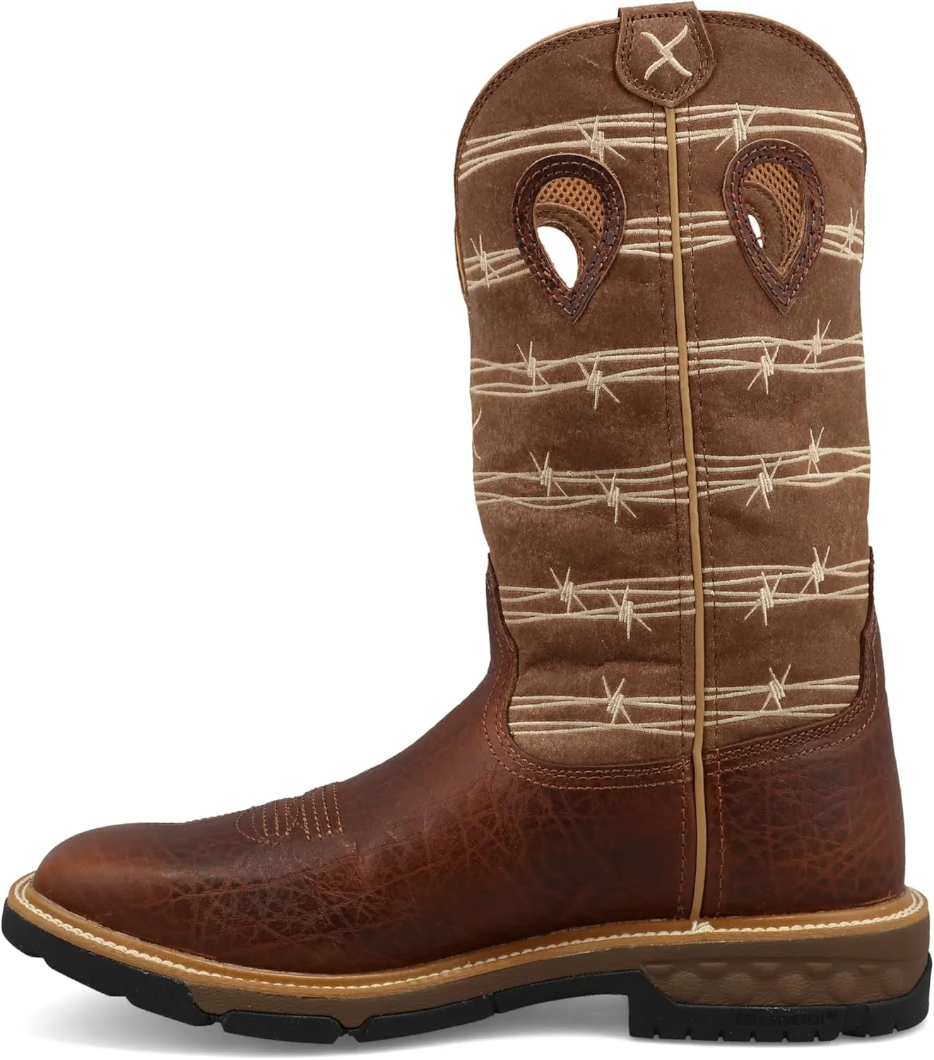 Twisted X Men's 12" Western Work Boot, Square Toe with CellStretch
