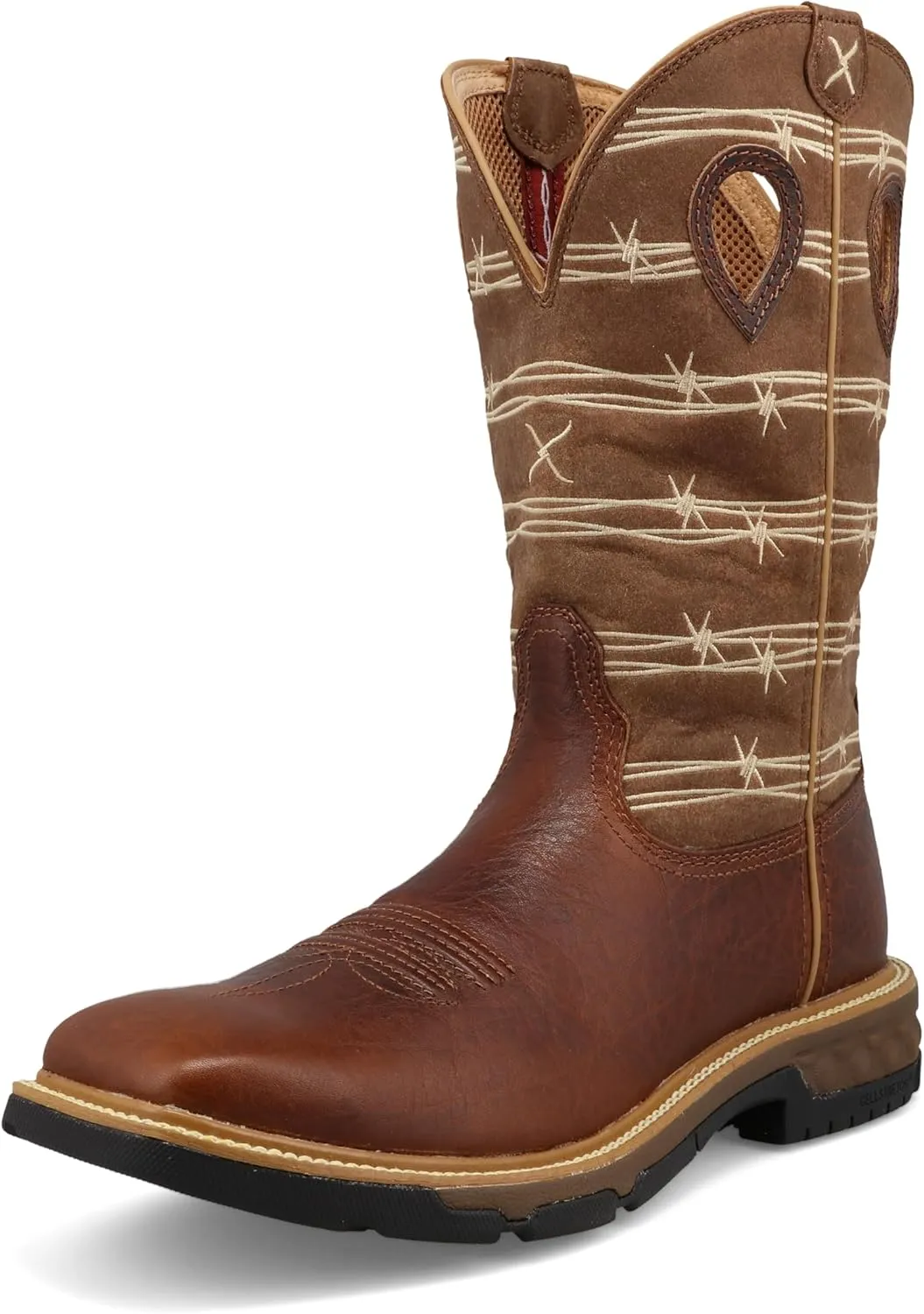 Twisted X Men's 12" Western Work Boot, Square Toe with CellStretch
