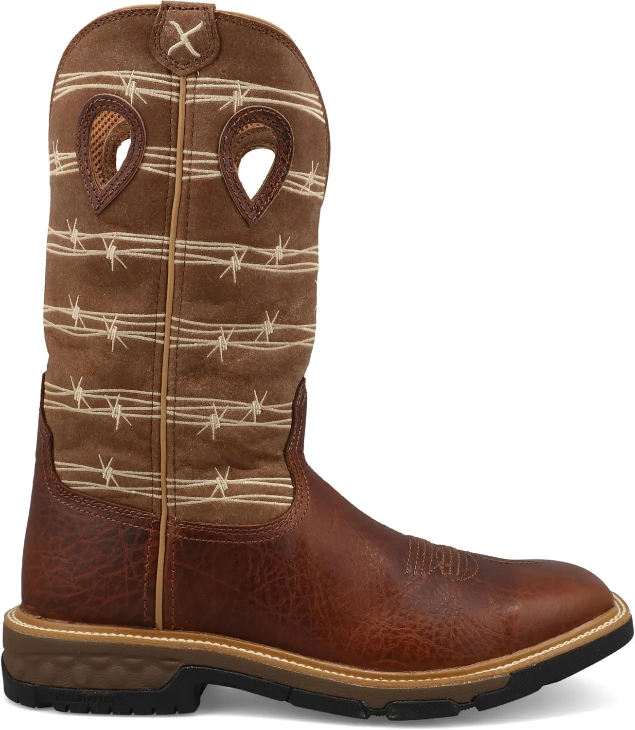 Twisted X Men's 12" Western Work Boot, Square Toe with CellStretch