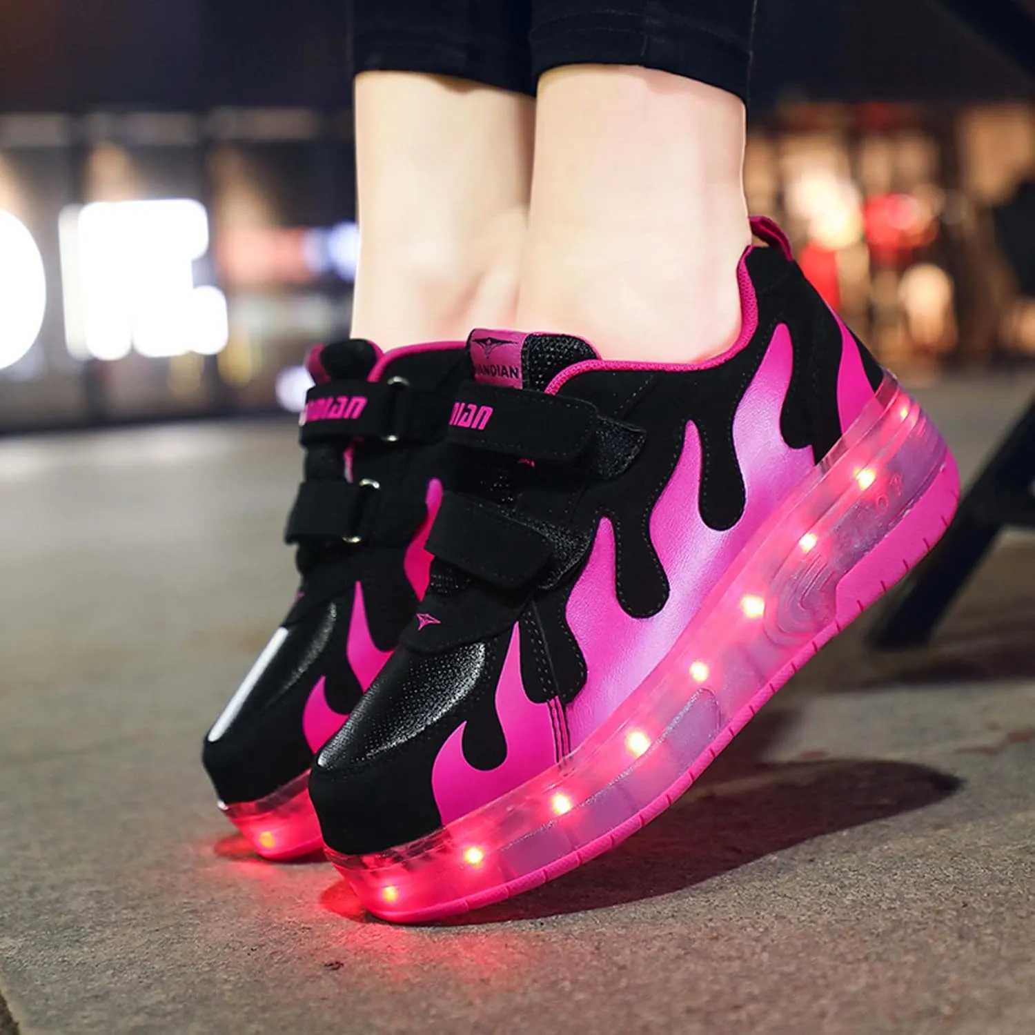 Two Wheeled Walking Shoes Rechargeable LED Flash Shoes Roller Skates