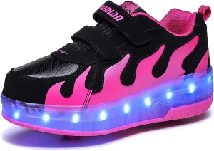 Two Wheeled Walking Shoes Rechargeable LED Flash Shoes Roller Skates