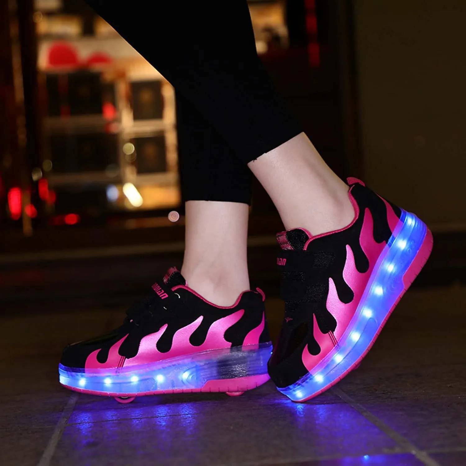 Two Wheeled Walking Shoes Rechargeable LED Flash Shoes Roller Skates