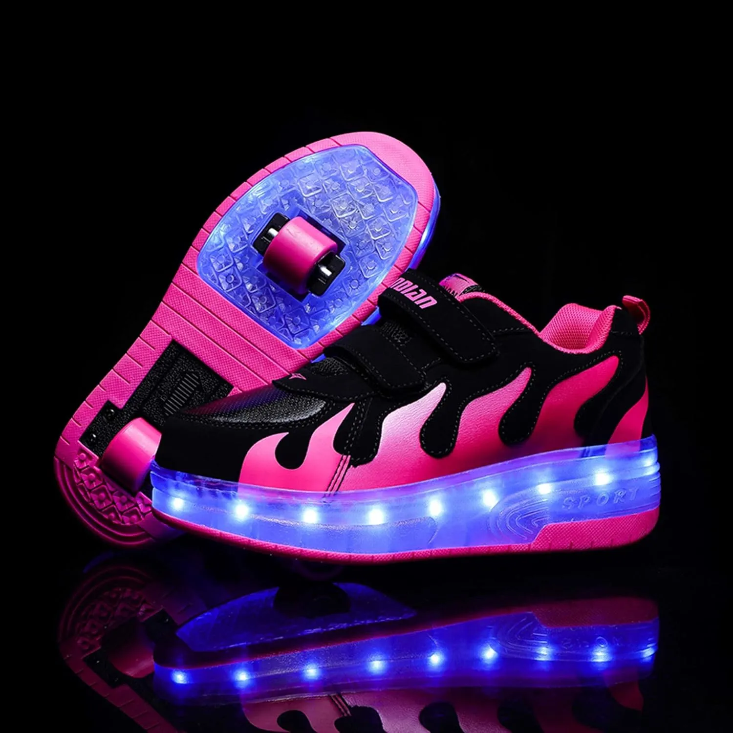 Two Wheeled Walking Shoes Rechargeable LED Flash Shoes Roller Skates