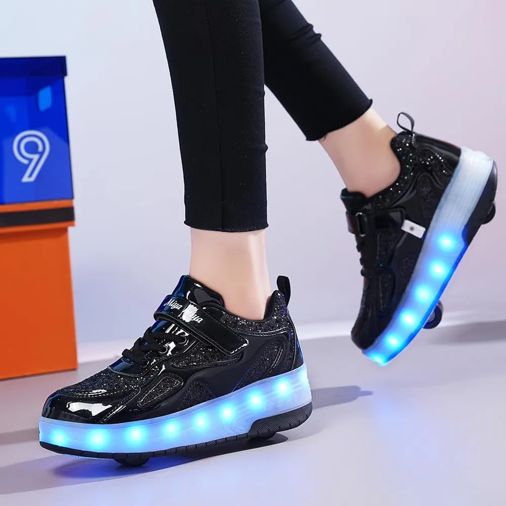 Ufatansy Roller Shoes Girls Boys Sneakers with Wheels Roller Skate Shoes USB Charging with LED Light Up Shinny Skates for Beginner Trainers Kids Lightweight Breatheable Shoe Footwear