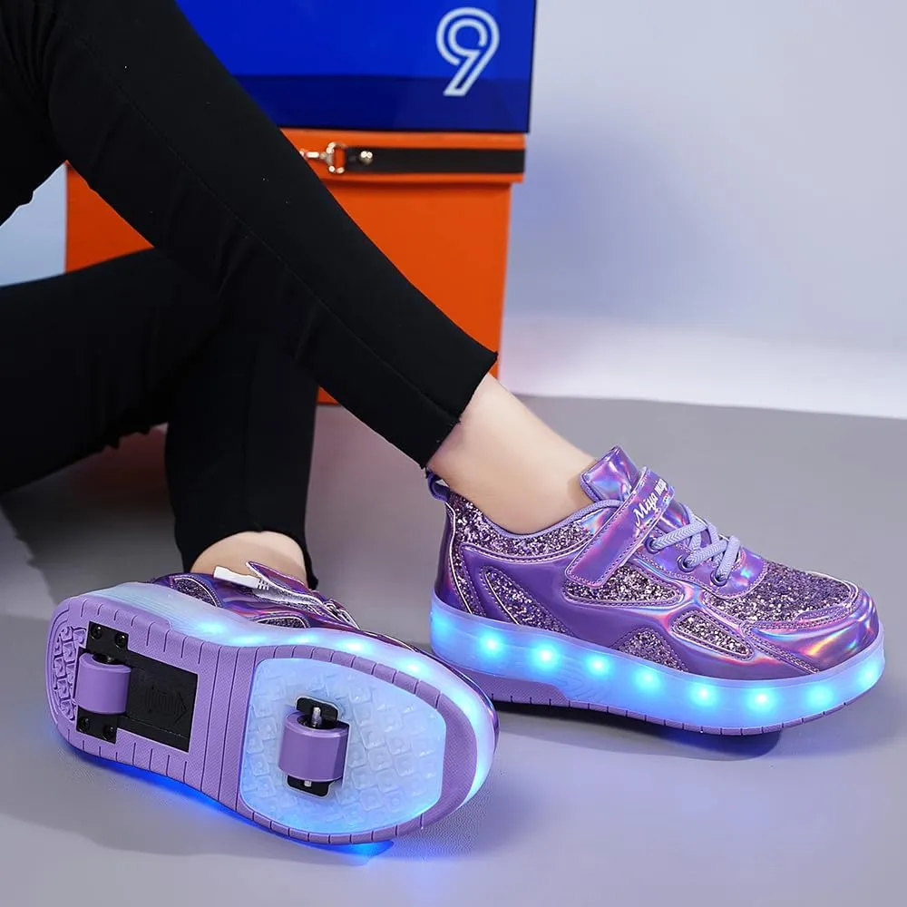Ufatansy Roller Shoes Girls Boys Sneakers with Wheels Roller Skate Shoes USB Charging with LED Light Up Shinny Skates for Beginner Trainers Kids Lightweight Breatheable Shoe Footwear