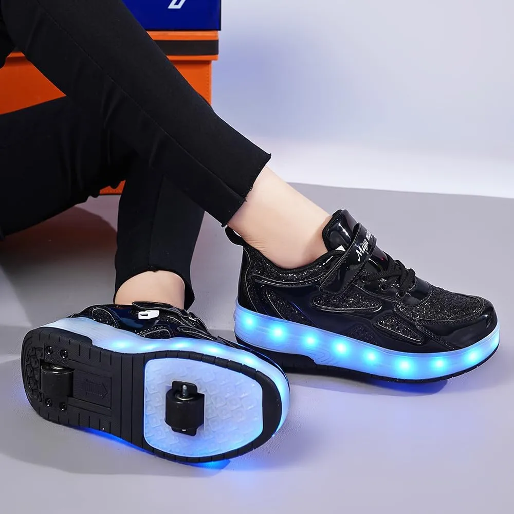 Ufatansy Roller Shoes Girls Boys Sneakers with Wheels Roller Skate Shoes USB Charging with LED Light Up Shinny Skates for Beginner Trainers Kids Lightweight Breatheable Shoe Footwear