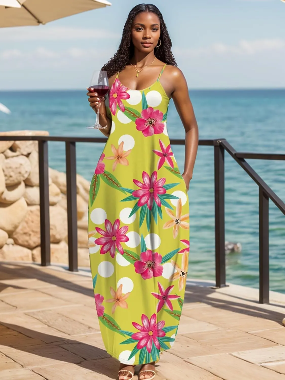 UOUA Hawaiian Dresses for Women Plus Size Sundress Luau Party Summer Curvy Maxi Tropical Boho Sexy Dress