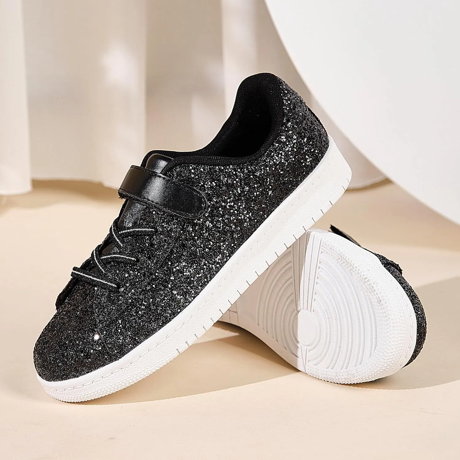 UUBARIS Girl's Glitter Tennis Sneakers - Fashion Sparkly Princess Shoes with Bling Walking Sneakers Sequin Design