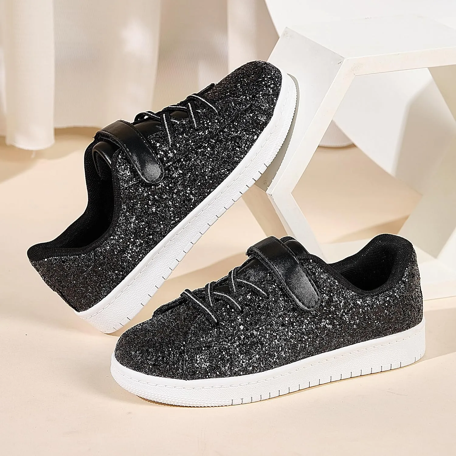 UUBARIS Girl's Glitter Tennis Sneakers - Fashion Sparkly Princess Shoes with Bling Walking Sneakers Sequin Design