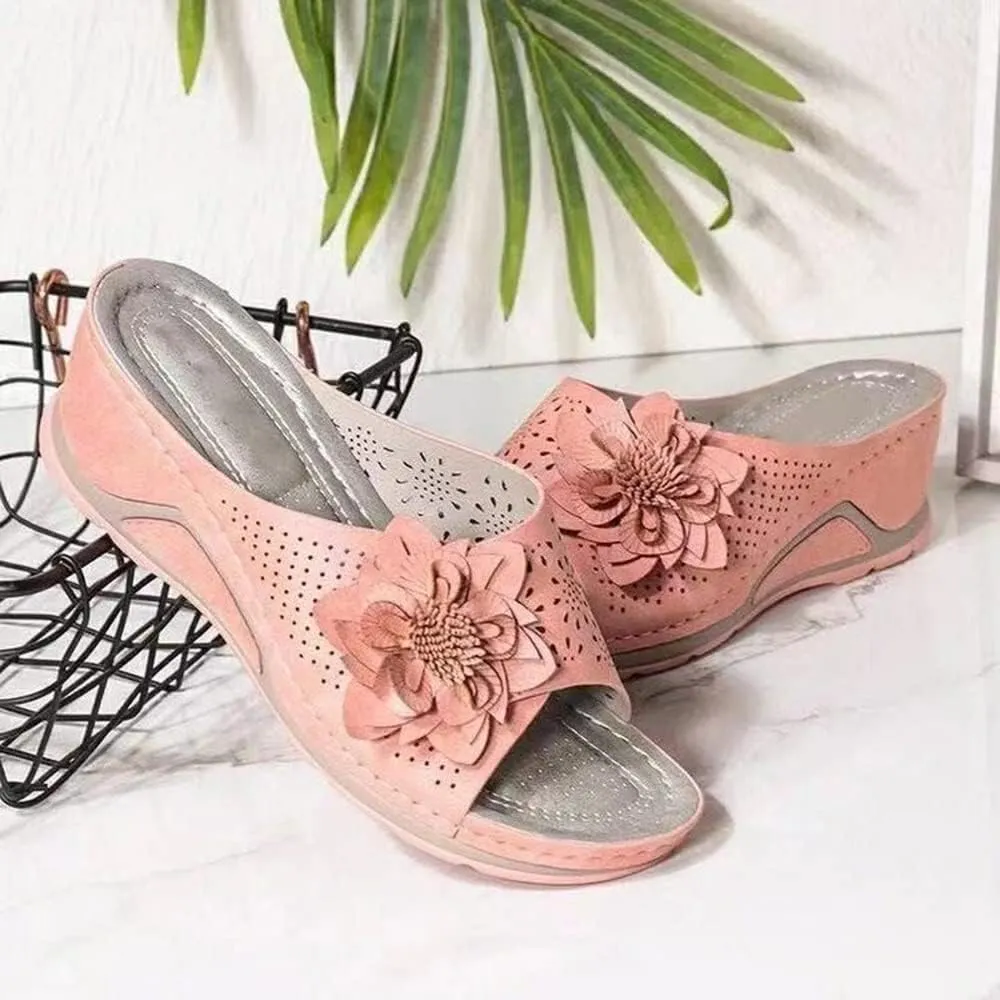 VALINK Women's Plus Size Sandals Woven Flower Wedge Slippers Sandals, 2022 Summer Women Ladies Girls Durable Wedge Heel Women Shoes