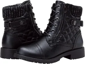 Vepose Women's Combat Ankle Boots, Lace up Comfortable Booties Low Heel